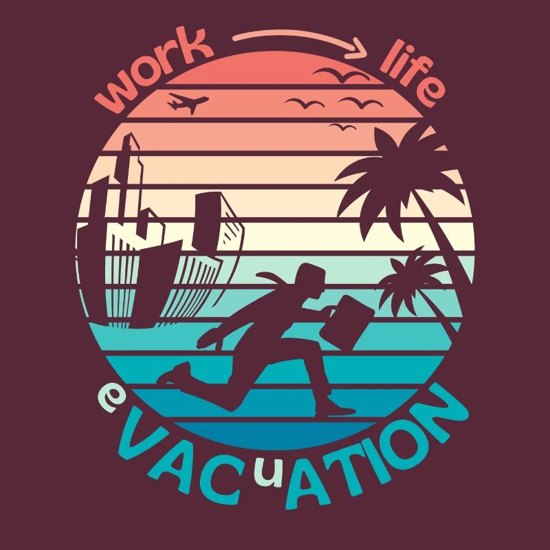 Retro Sunset Style Evakuierung oder Arbeit ins Paradies