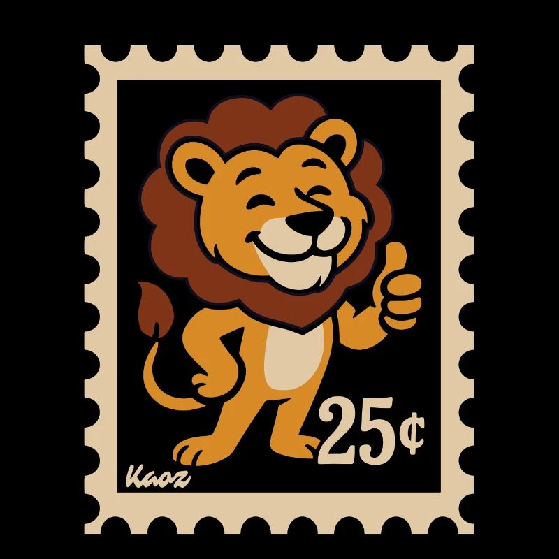 Friendly Lion on a Postage Stamp