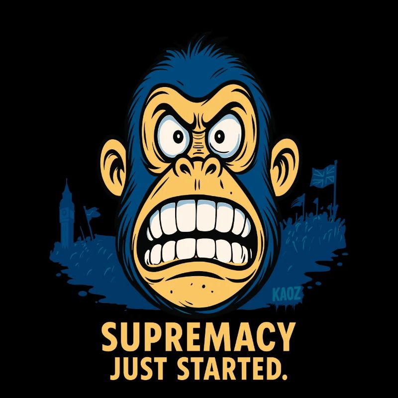 Angry monkey with crowd