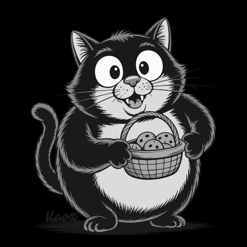 Fat cat with biscuit snacks