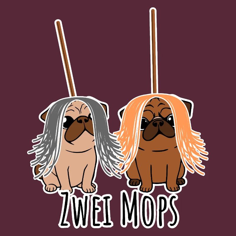 Zwei Mops - Hunde oder Putzgeräte? Hunde Humor?