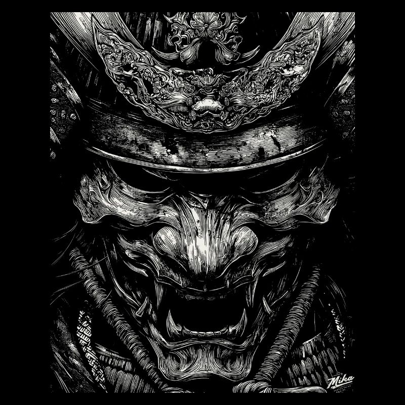 Demon mask in high contrast