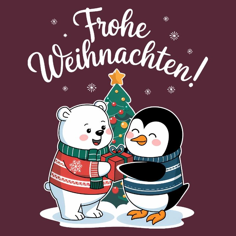 Pull de Noël Pingouin Ours Polaire Mignon Noël