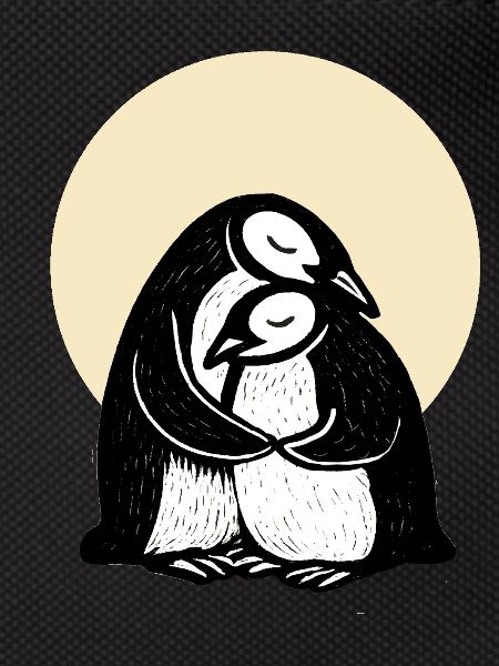 Hugging Penguins Duo