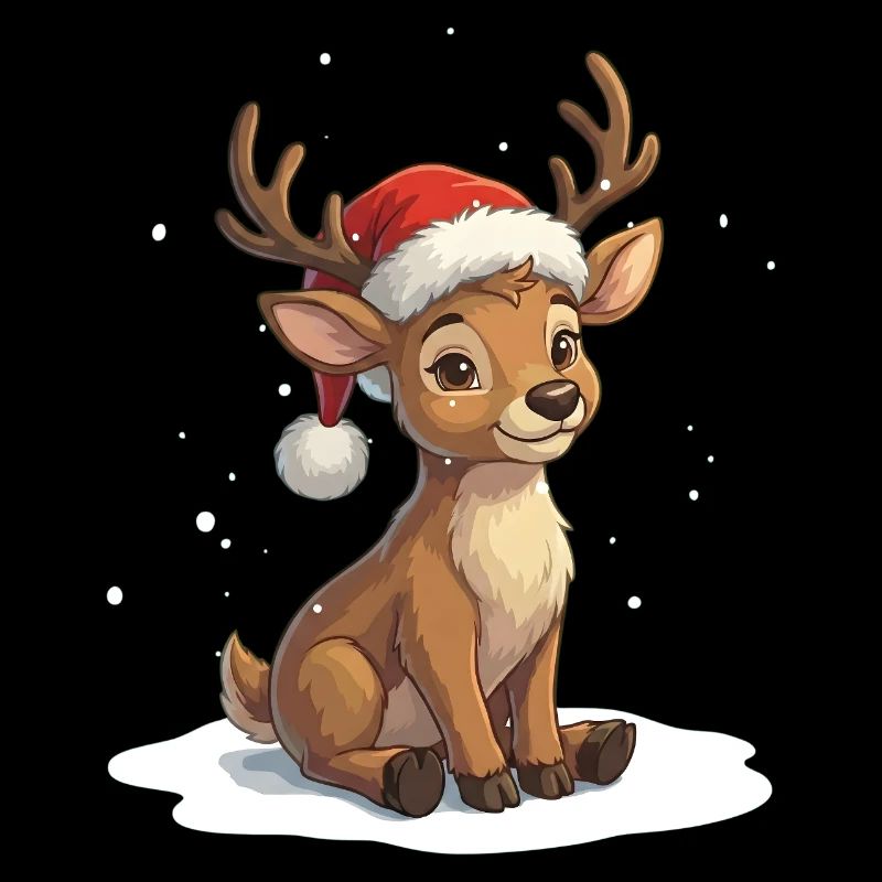 Petit renne mignon avec un chapeau de Noël