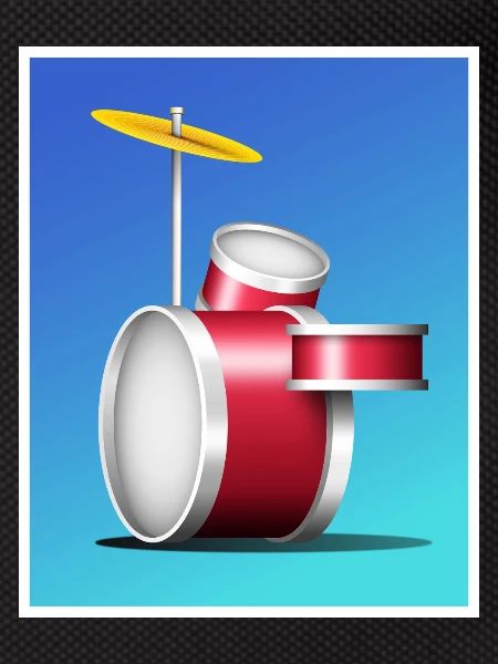 Cartoon Red Drum Kit