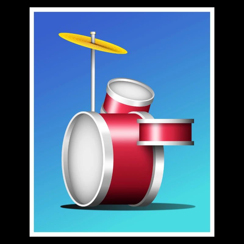 Cartoon Red Drum Kit