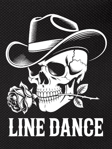 Line Dance Skull with Rose