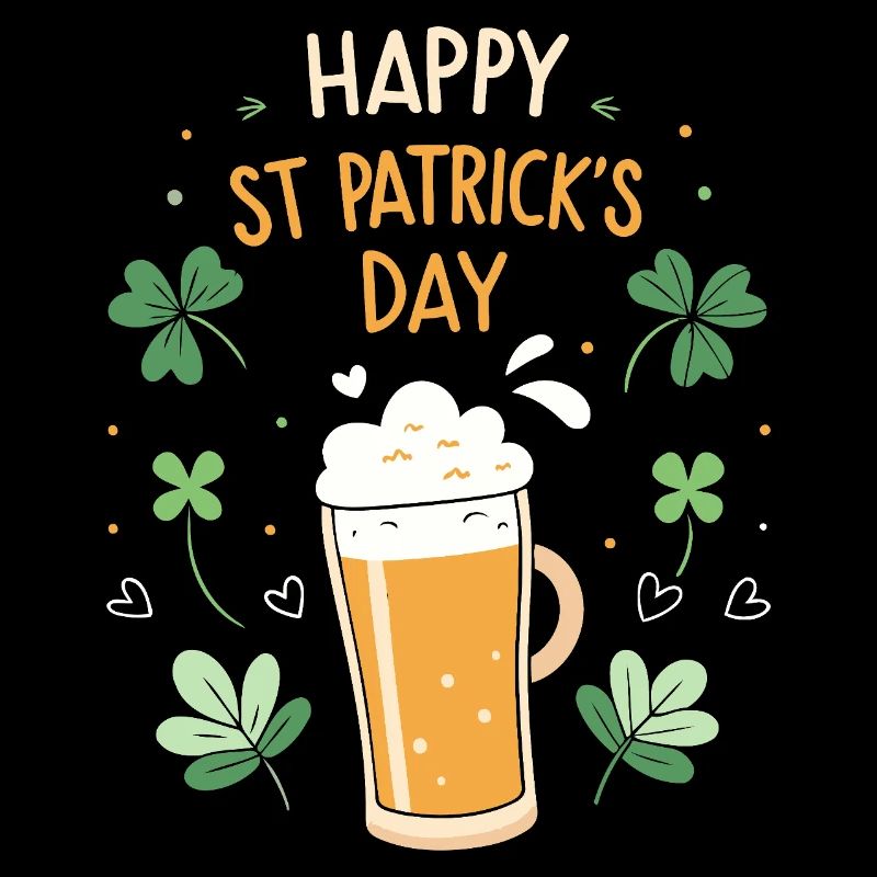 St. Patrick's Day foam beer and clovers