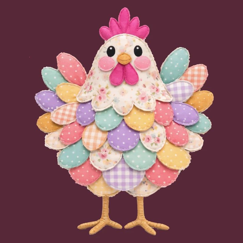 Cute Patchwork Hen Rustic Style