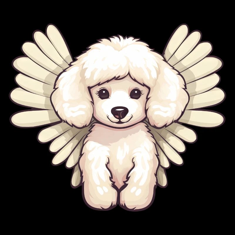 Doux caniche blanc avec des ailes d'ange -