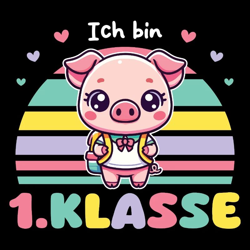Ich bin 1. Klasse 2025 süßes Schwein zur