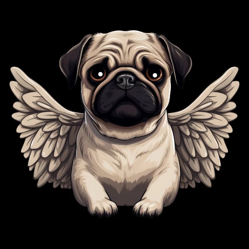 Süßer Mops-Engel im Comic-Stil