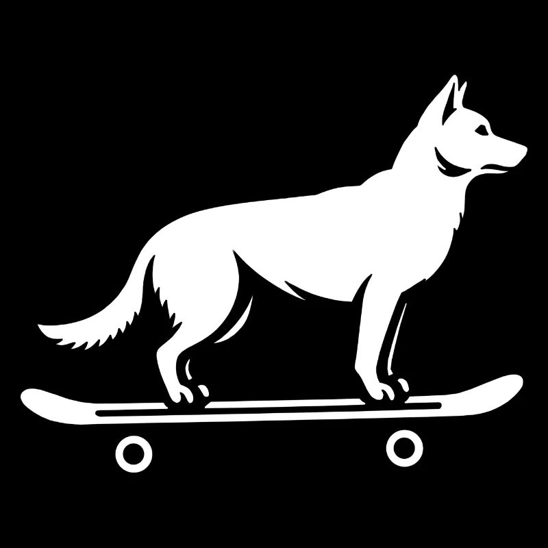 Dog Shepherd Skateboard Skateboarder