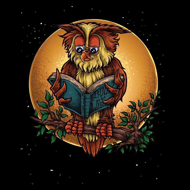 Old, wise owl in the moonlight