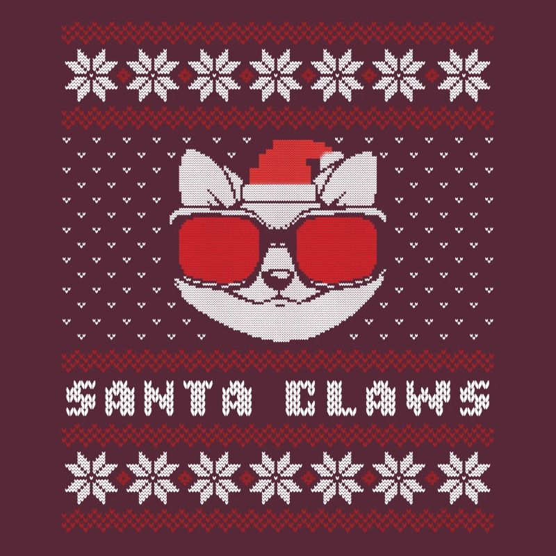 Pull de Noël laid chat Santa Claws