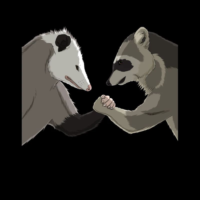 Opossum Waschbär Armdrücken