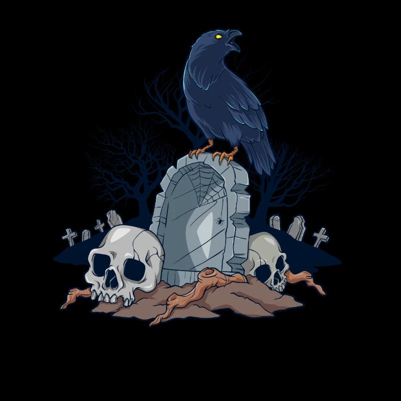 Goth und Gothic - Friedhof mit Rabe Schädel