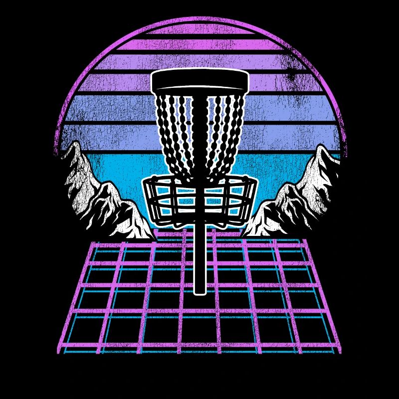 Disc Golf Synthwave 90s Vintage Retrowave Sunset