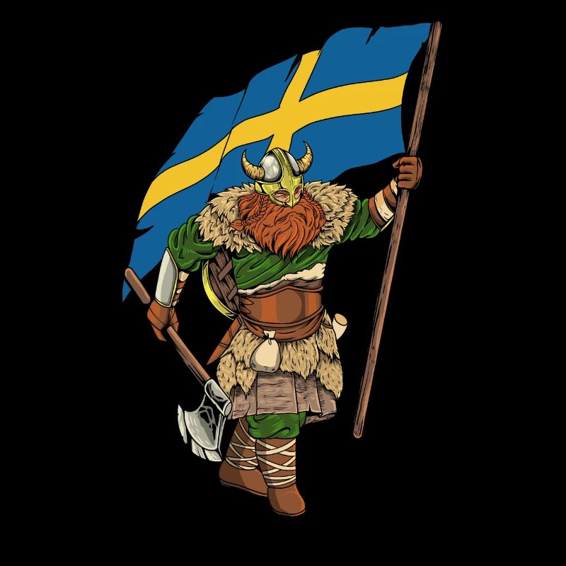 Viking Warrior with Flag - Sweden