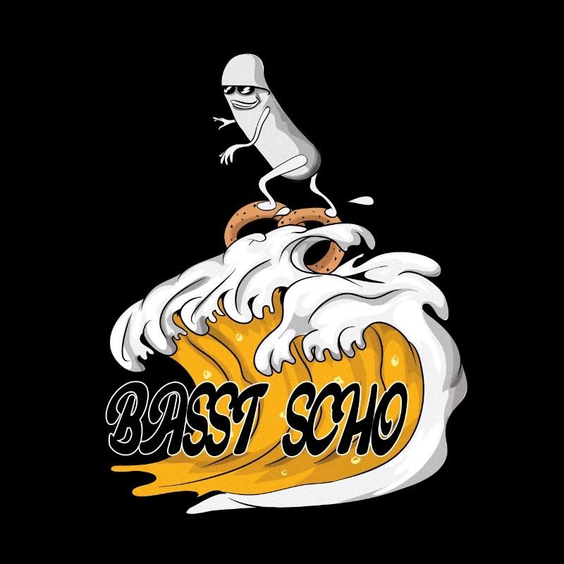 Hefeweizen Welle mit Surfende Weißwurst basst scho