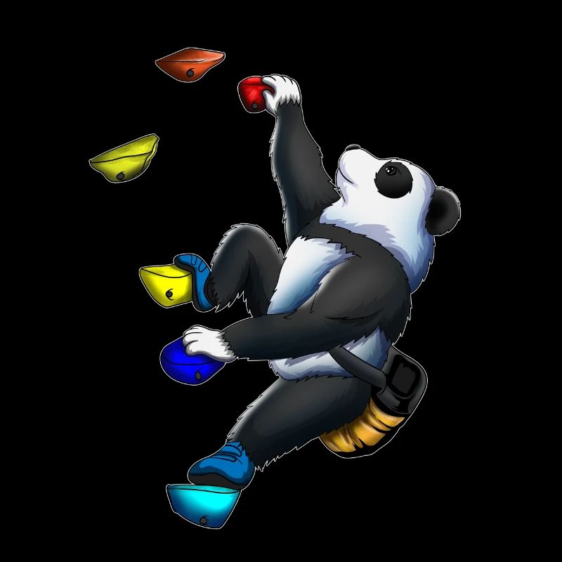 Cute Panda Bear Climbing Climbing Wall Climbing
