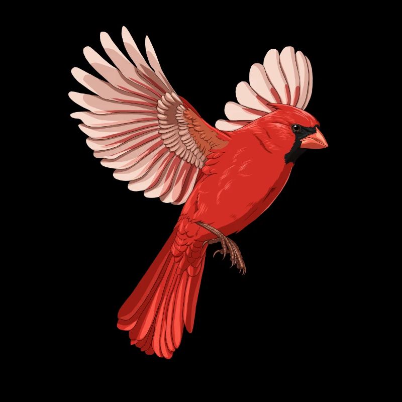 Flying Bird Northern Cardinal