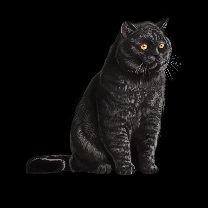 Sitting Black British Shorthair Cat