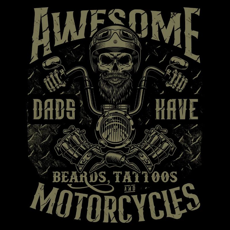 Biker Dads Have Tattoos Beards Ride Motorcycle