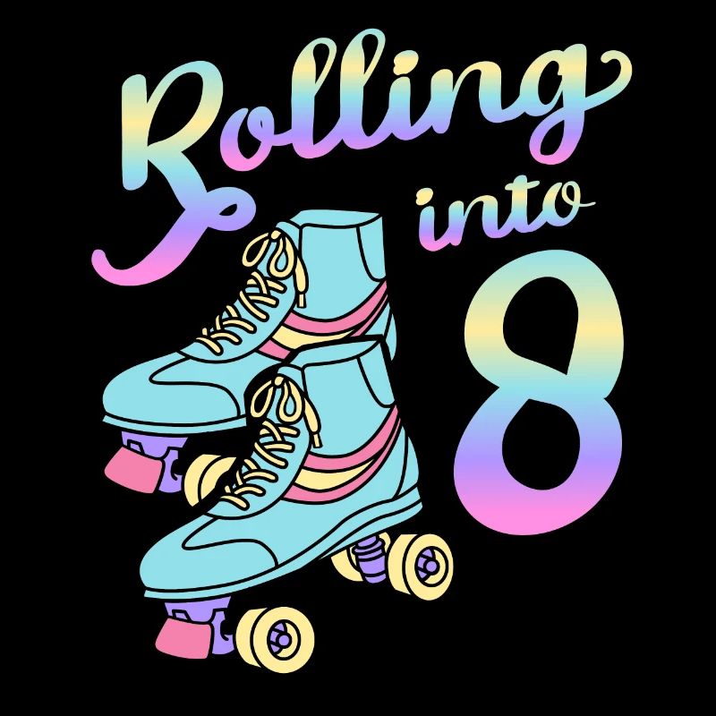 Rolling Into 8 Roller Skaters Skates 8e anniversaire