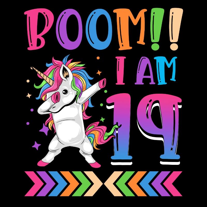 Boom!! Ich Bin 19, Buntes Lustiges Einhorn 19.