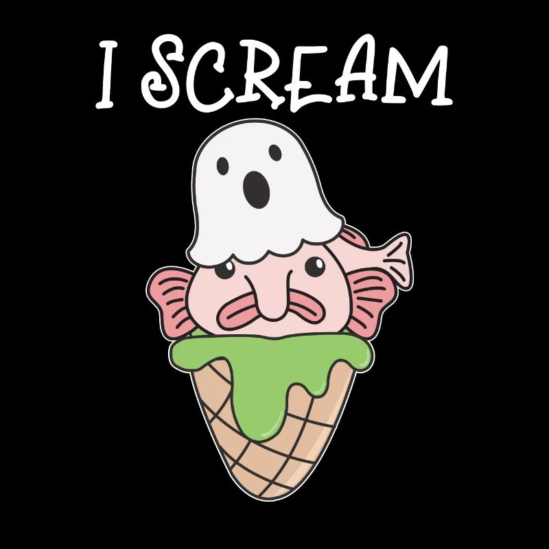 Blobfisch Halloween Geist I Scream Eis Wortspiel