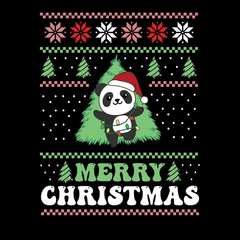 Joyeux Noël rétro moche Noël Panda