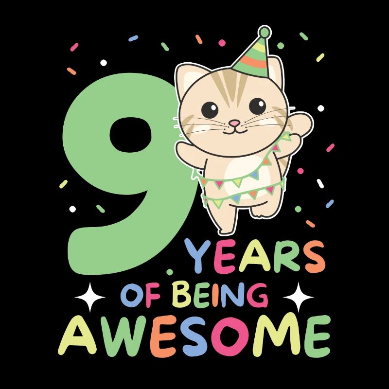 Chat pour les enfants de 9e anniversaire de neuf ans