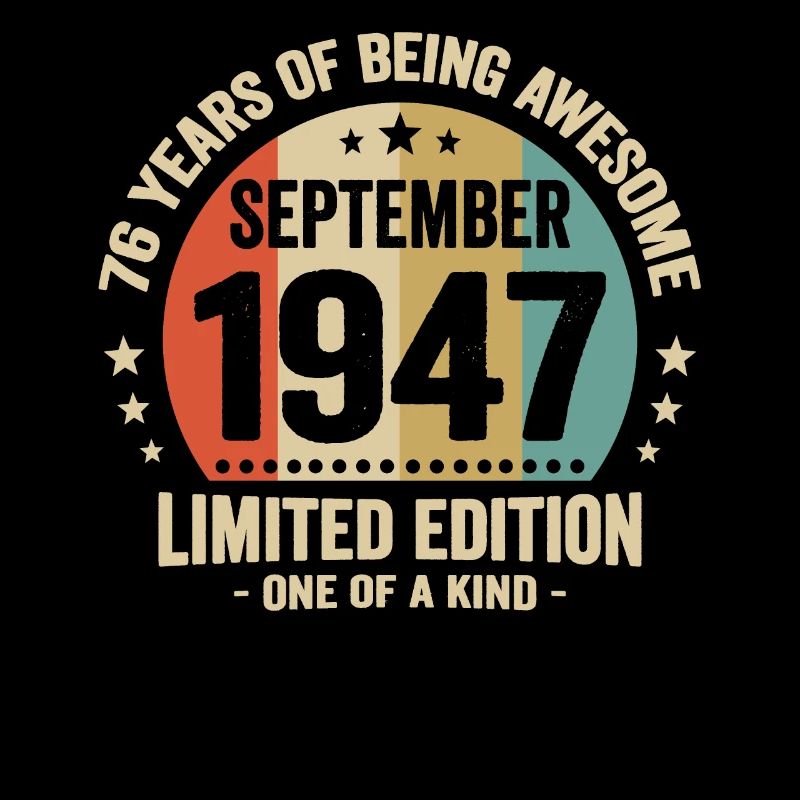 September 1947 76 Years Anniversary Vintage Gift