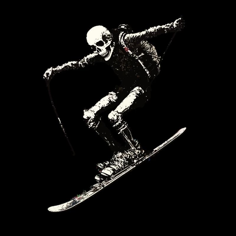 Graffiti squelette sur snowboard ski