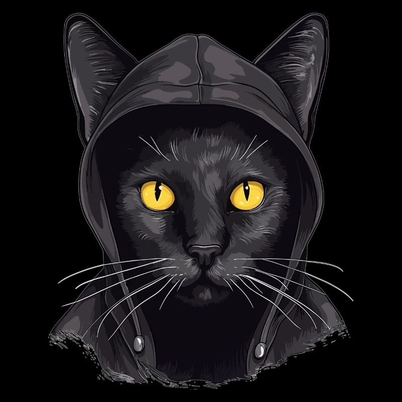 Tête de chat Noir Chat Bombay Chat heureux Chats