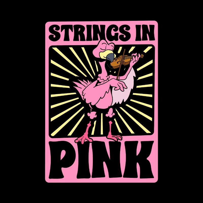 Strings in pink - Flamingo on the violin
