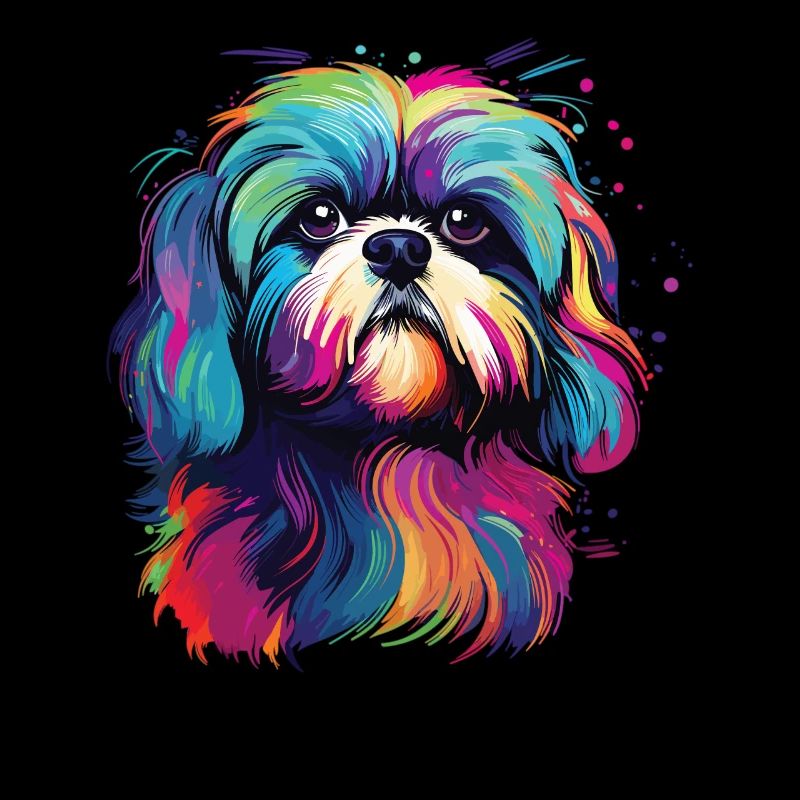 Wasserfarben Farbenfroher Shih Tzu