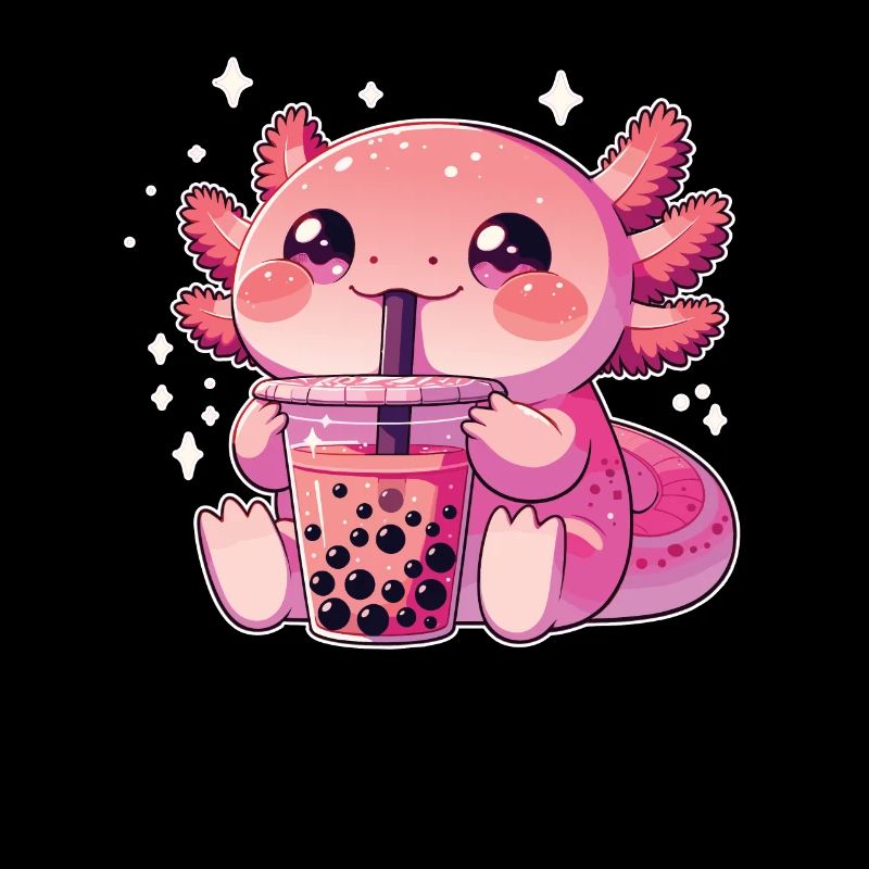 Kawaii Axolotl Bubble Tea Boba Axolotl