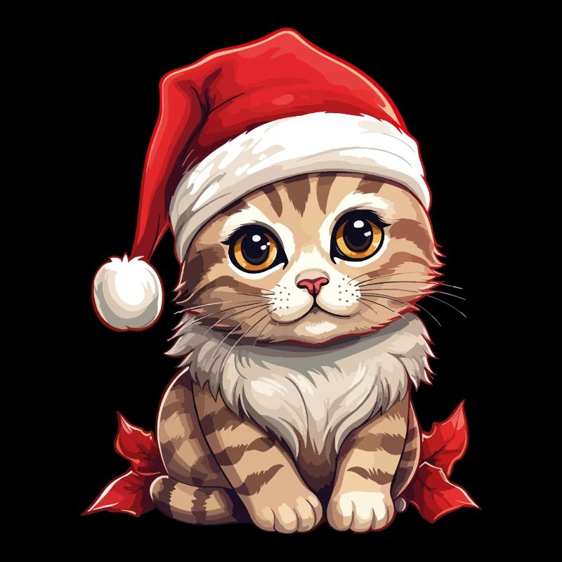 Chat Noël Chat De Noël Mignon Joyeux Catmas