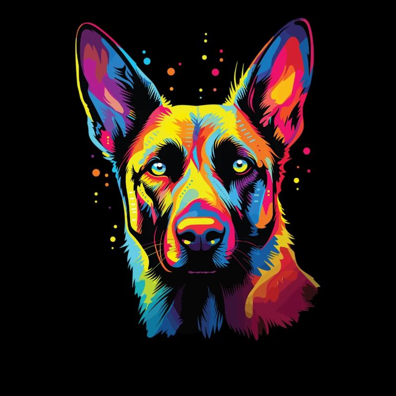 Wasserfarben Farbenfroher Belgischer Schäferhund