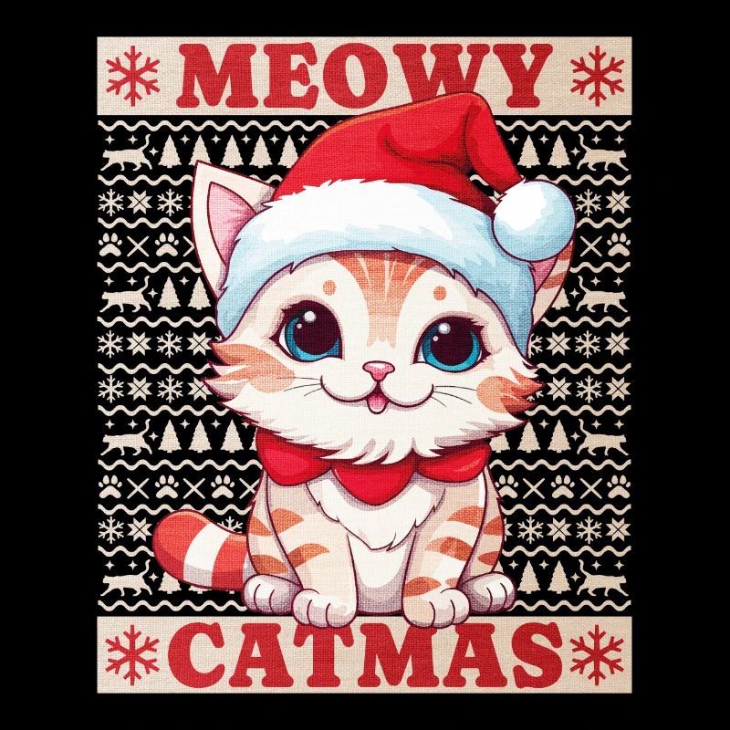 Chat Noël Joyeux Miaou Catmas Moche Mignon