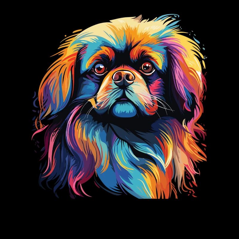 Aquarelle Colorée Pékinois