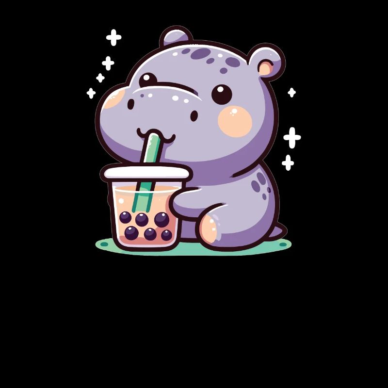 Kawaii Hippos Bubble Tea Boba Nielpferd