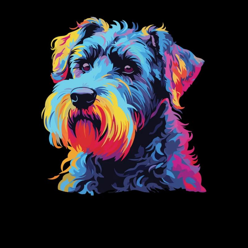 Aquarelle colorée Kerry Blue Terrier