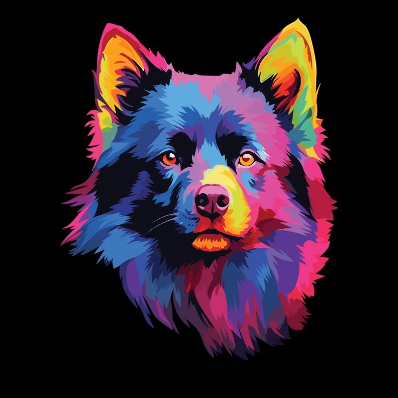 Aquarelle colorée Schipperke