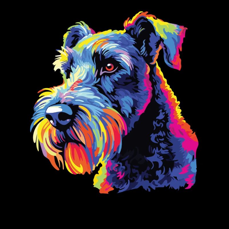Aquarelle colorée Kerry Blue Terrier