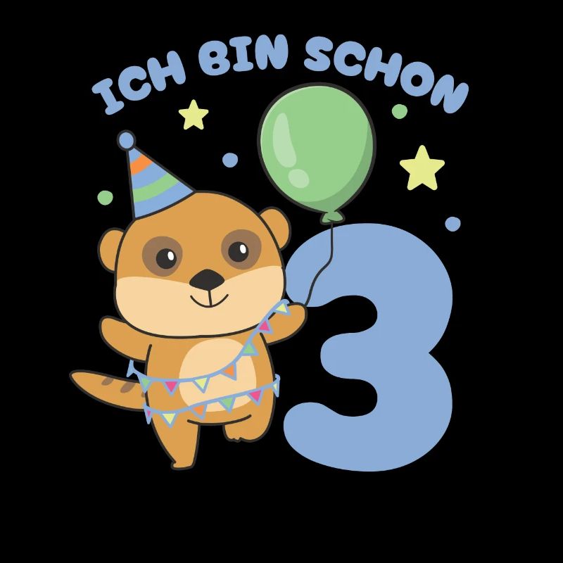 Ich bin schon 3 Erdmännchen Geburtstags Kinder
