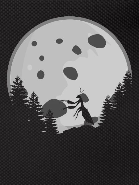 Praying Mantis with Moon